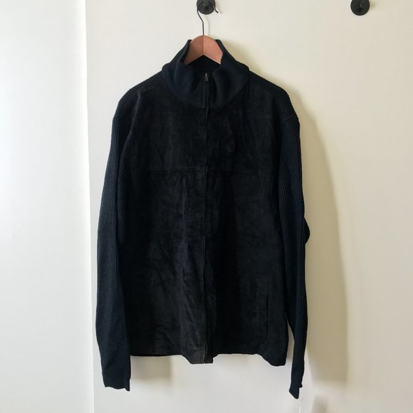 NWT Marc Edwards Mens Leather Suede Sweater Sz L - Picture 2 of 8
